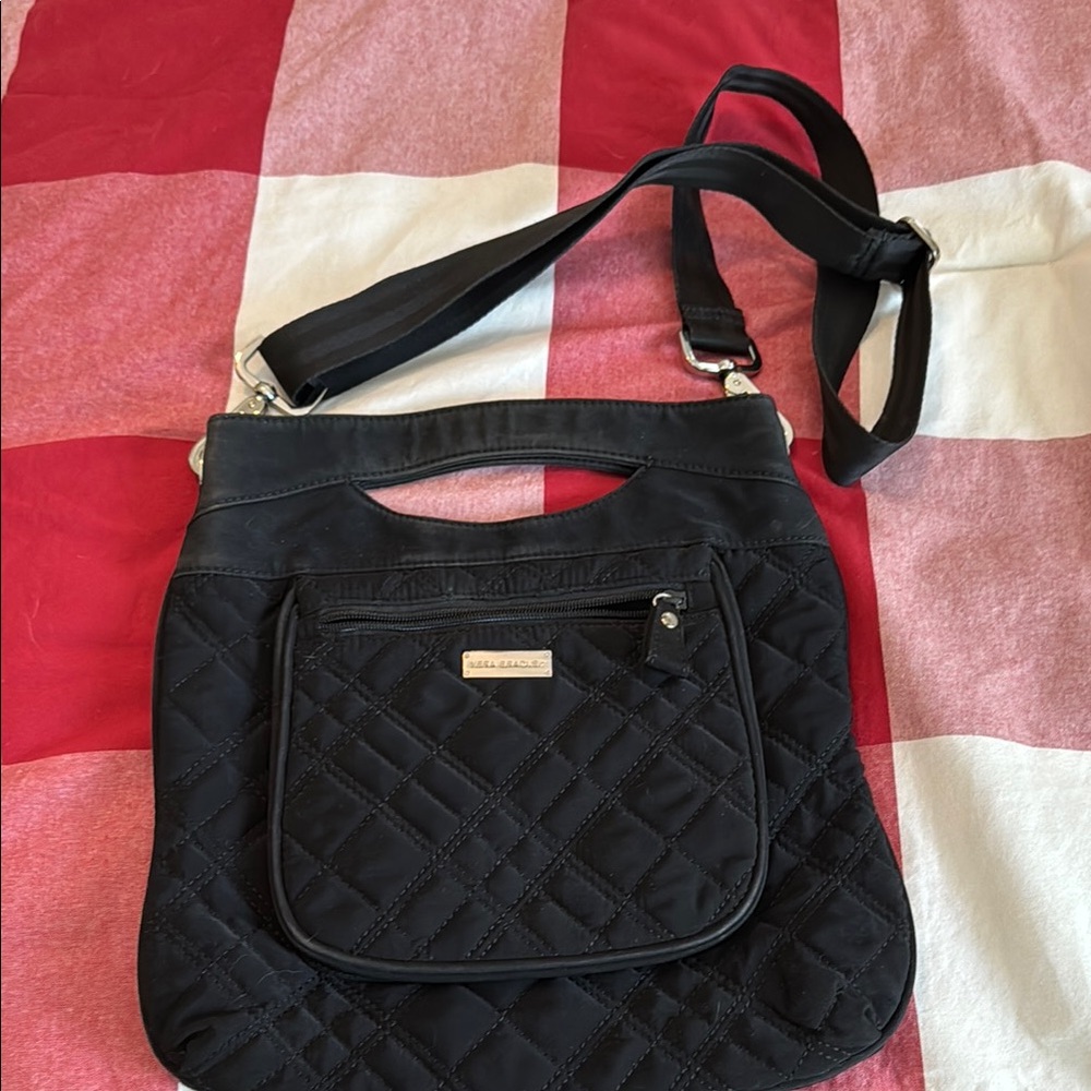 Vera Bradley Black Shoulder Bag with Curved Top